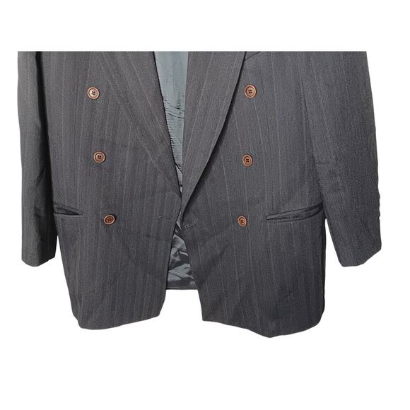 Valentino Uomo Men's Gray Stripe Double-Breasted Wool Suit Jacket Blazer Sz 38 - Picture 4 of 16